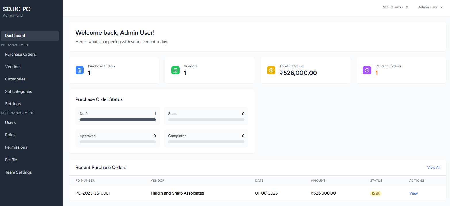 PO Order System – Purchase Order Management for SDJ International College